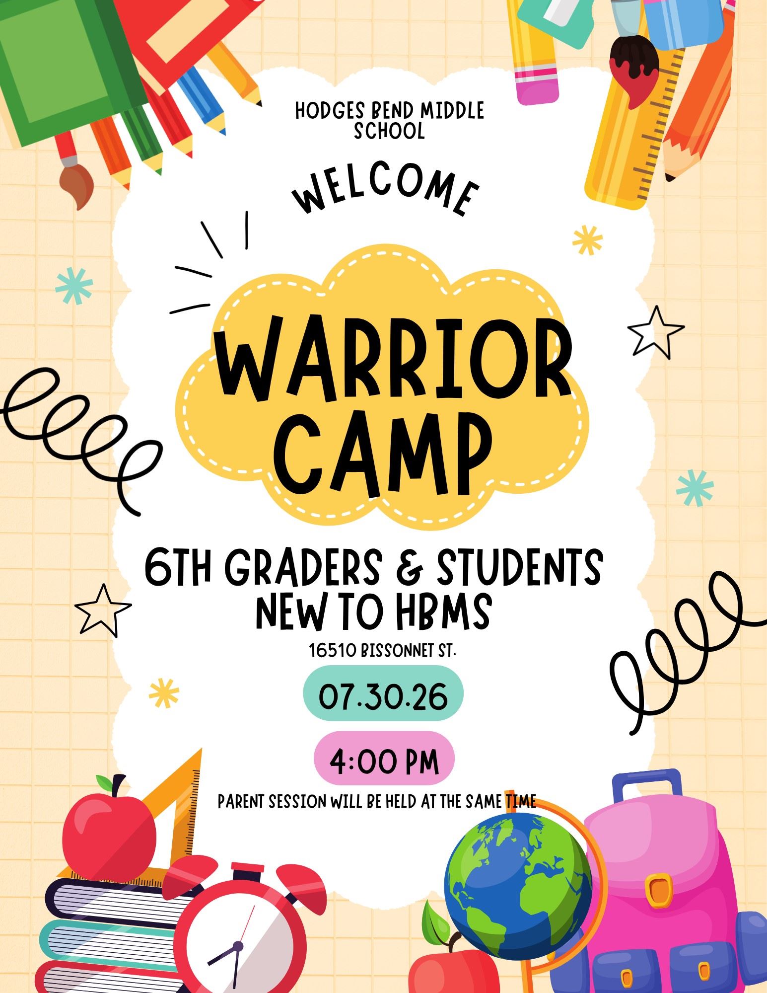  Warrior Camp - For All New Students to HBMS